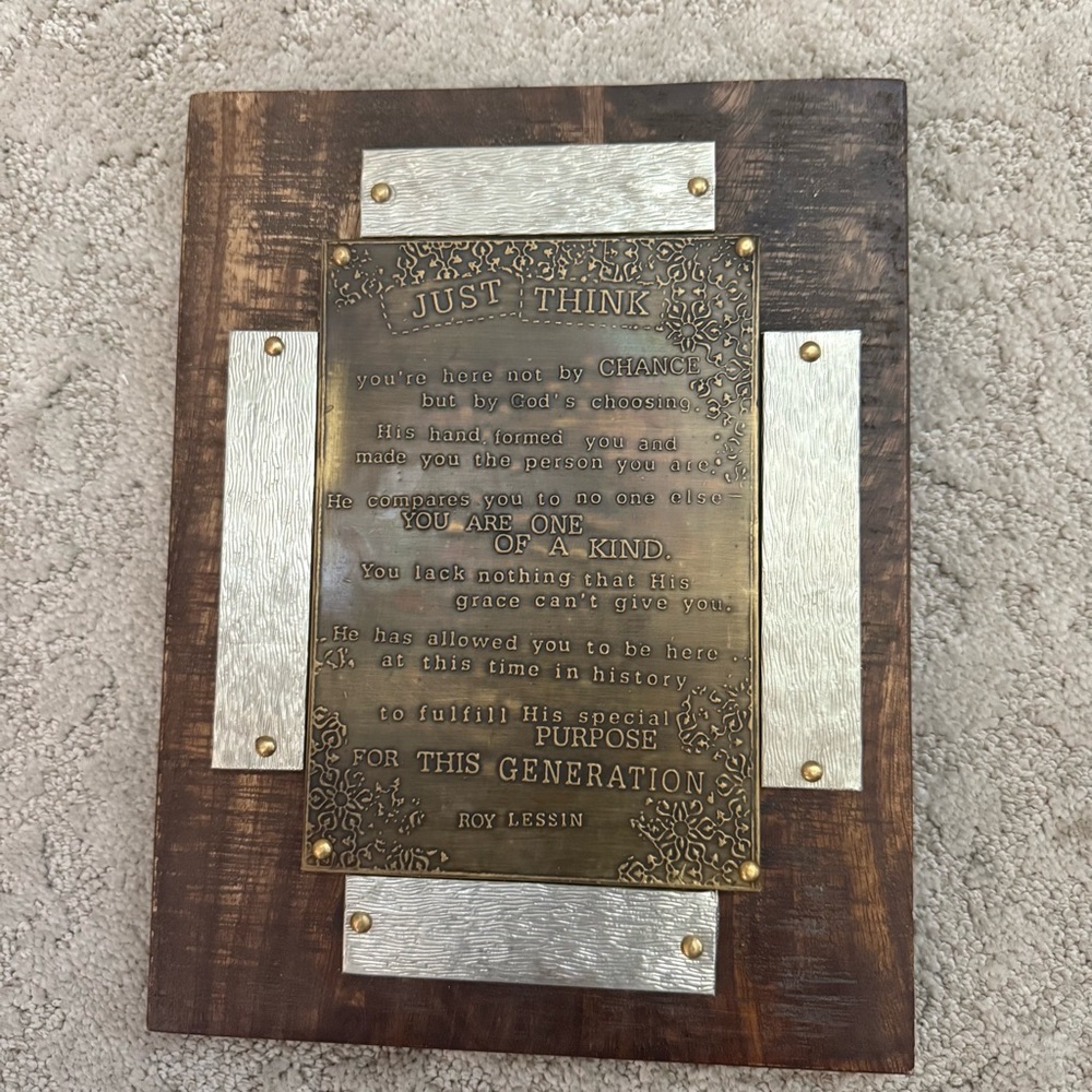 Just Think by Roy Lessin Plaque by Day Spring, UGC, Missing Stand Attachment